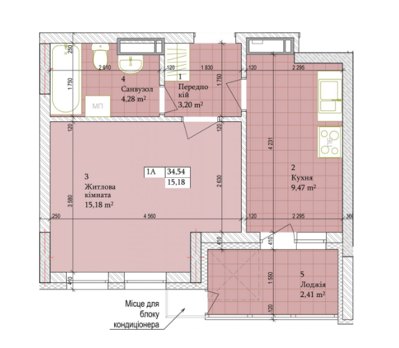 1-комнатная 34.54 м² в ЖК Дніпровська Мрія от 25 000 грн/м², Киев