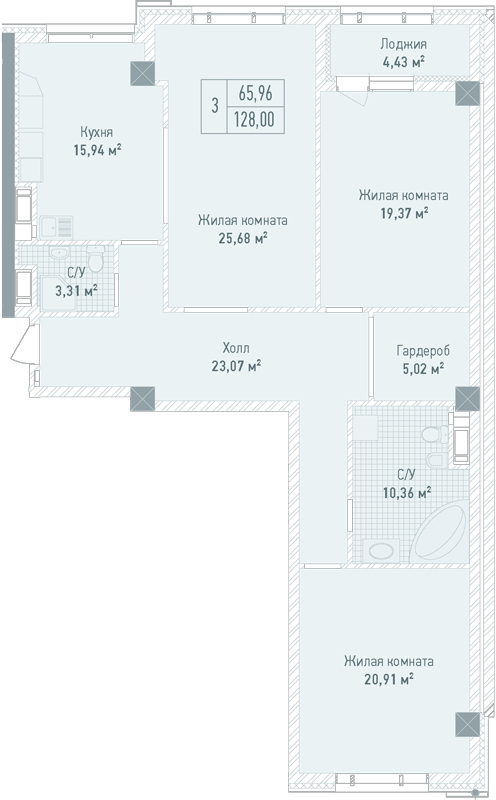 3-кімнатна 128 м² в ЖК Бульвар Фонтанів від 71 280 грн/м², Київ