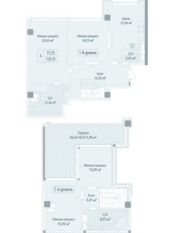 4-комнатная 139.92 м² в ЖК Бульвар Фонтанов от 71 280 грн/м², Киев