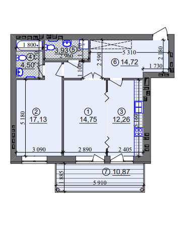 2-комнатная 67.36 м² в ЖК Липинка от 26 800 грн/м², Киев