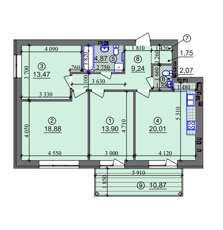 3-кімнатна 87.45 м² в ЖК Ліпінка від 26 500 грн/м², Київ