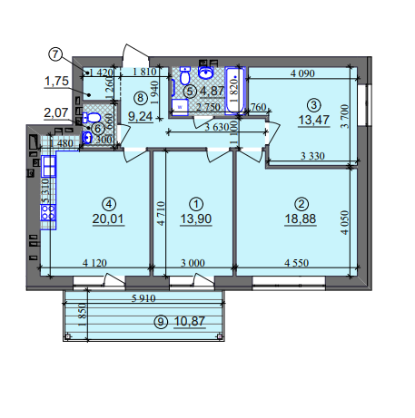 3-комнатная 87.45 м² в ЖК Липинка от 26 500 грн/м², Киев