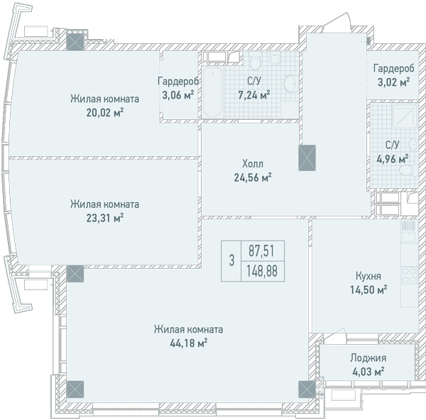 3-кімнатна 148.88 м² в ЖК Бульвар Фонтанів від 71 280 грн/м², Київ