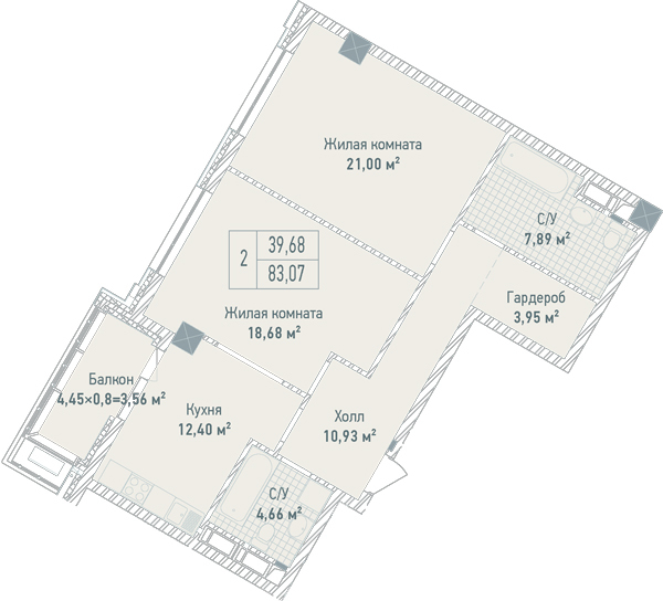 1-комнатная 83.07 м² в ЖК Бульвар Фонтанов от 71 280 грн/м², Киев
