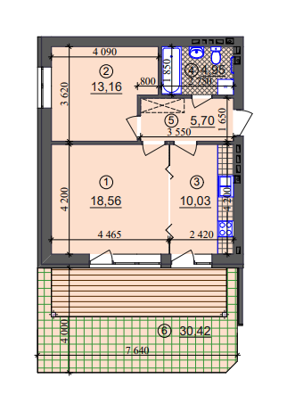 2-комнатная 52.4 м² в ЖК Липинка от 26 800 грн/м², Киев