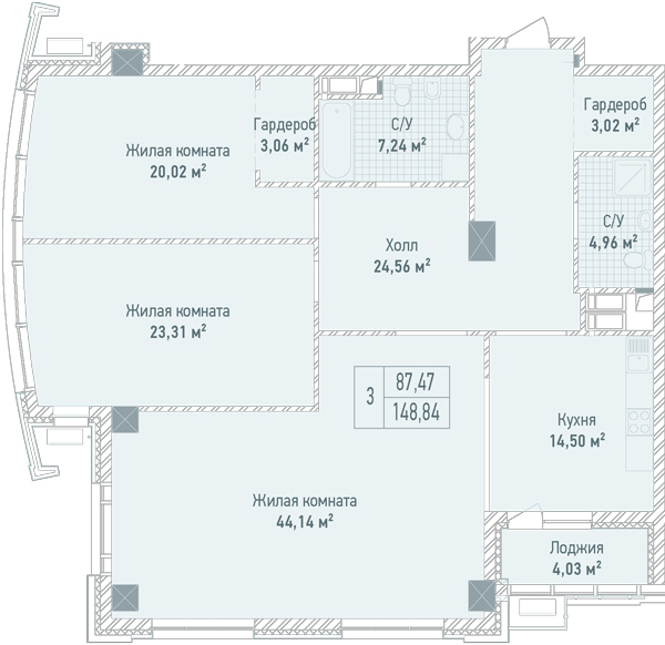 3-комнатная 148.84 м² в ЖК Бульвар Фонтанов от 71 280 грн/м², Киев