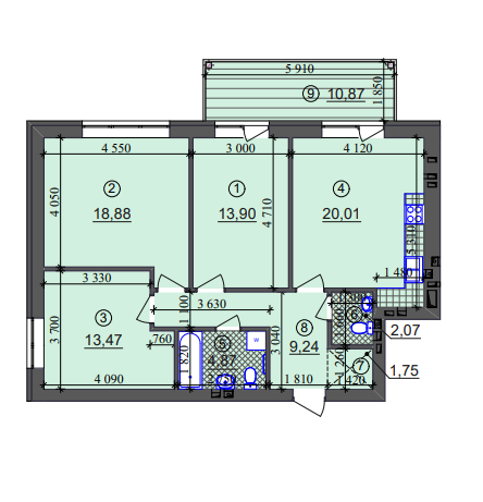 3-комнатная 87.45 м² в ЖК Липинка от 26 500 грн/м², Киев