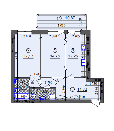 2-комнатная 70.55 м² в ЖК Липинка от 26 800 грн/м², Киев