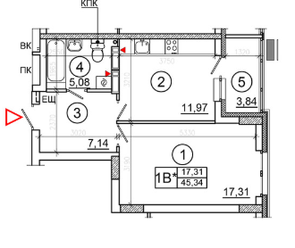 1-кімнатна 45.34 м² в ЖК Еврика від 20 884 грн/м², Київ