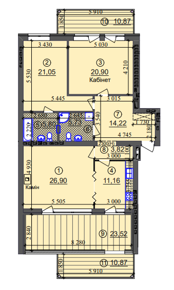 3-комнатная 127.86 м² в ЖК Липинка от 26 505 грн/м², Киев