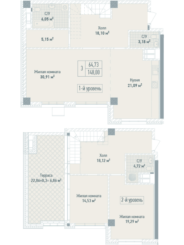 3-комнатная 148 м² в ЖК Бульвар Фонтанов от 71 280 грн/м², Киев