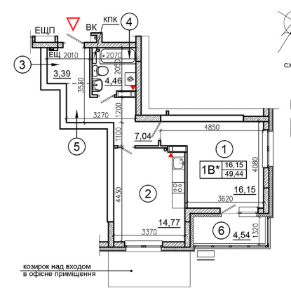 1-комнатная 49.44 м² в ЖК Эврика от застройщика, Киев