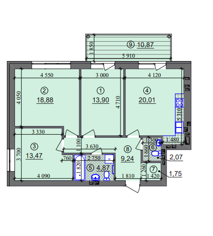 3-комнатная 87.45 м² в ЖК Липинка от 26 500 грн/м², Киев