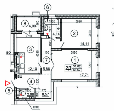 2-кімнатна 68.57 м² в ЖК Еврика від забудовника, Київ