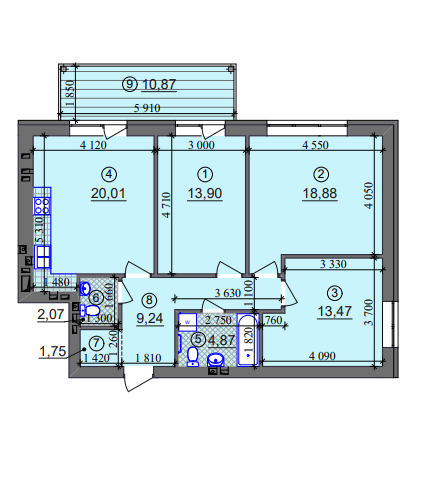 3-комнатная 87.45 м² в ЖК Липинка от 26 505 грн/м², Киев