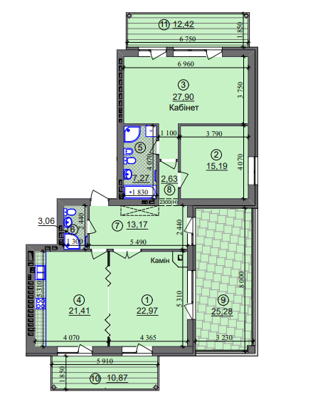 3-кімнатна 128.17 м² в ЖК Ліпінка від 26 500 грн/м², Київ