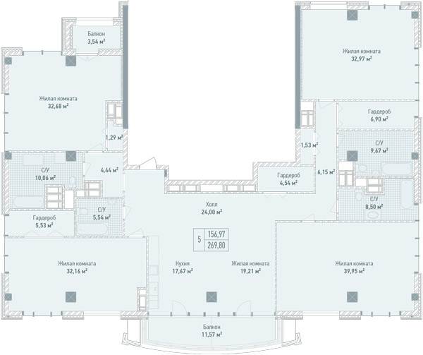 5+ кімнат 269.8 м² в ЖК Бульвар Фонтанів від 71 280 грн/м², Київ