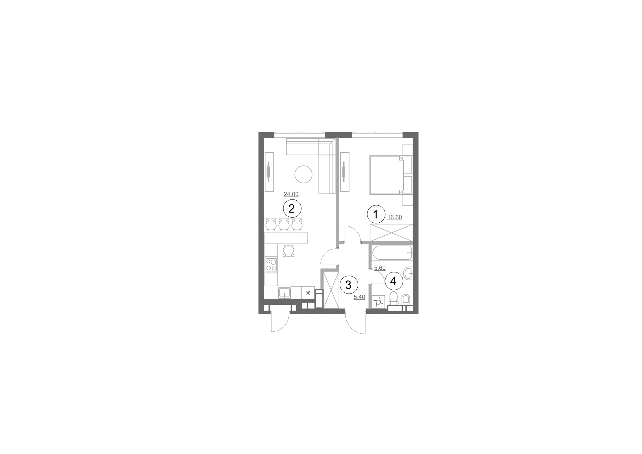 1-кімнатна 51.6 м² в ЖК Greenville Park від 51 900 грн/м², Київ