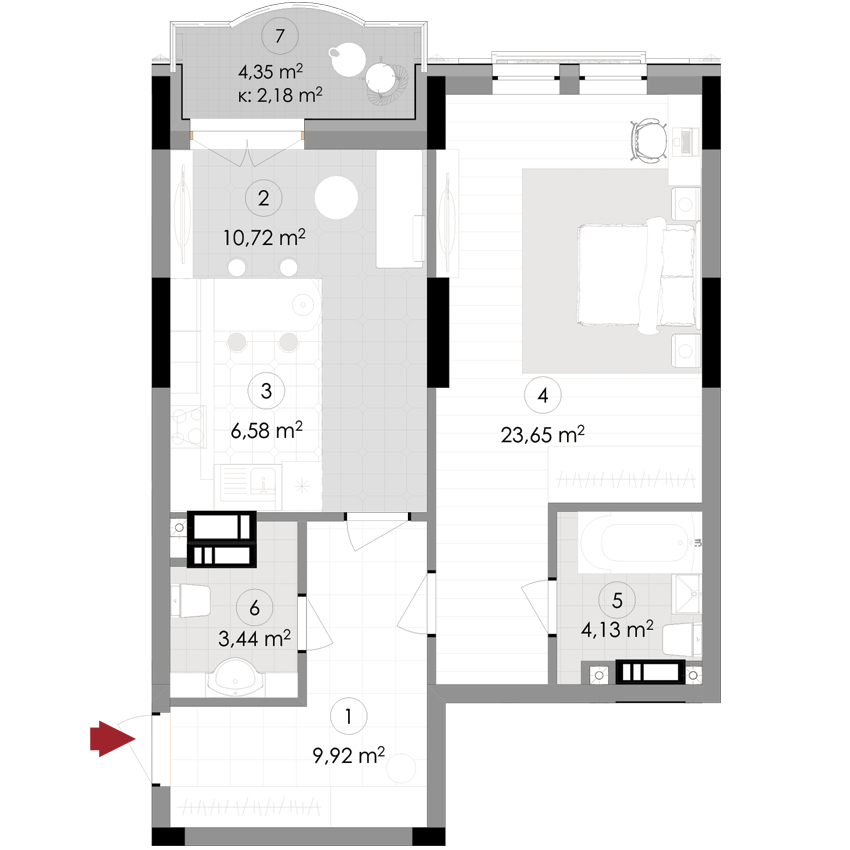 1-кімнатна 60.62 м² в ЖК Подол Град Vintage від 50 400 грн/м², Київ
