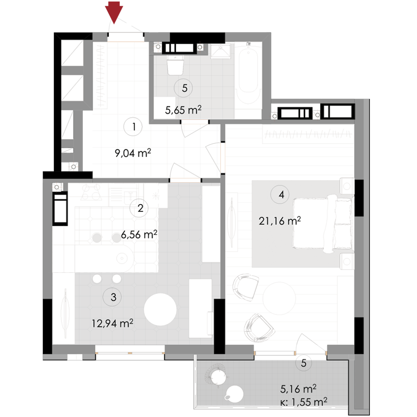 1-кімнатна 56.9 м² в ЖК Подол Град Vintage від 50 400 грн/м², Київ