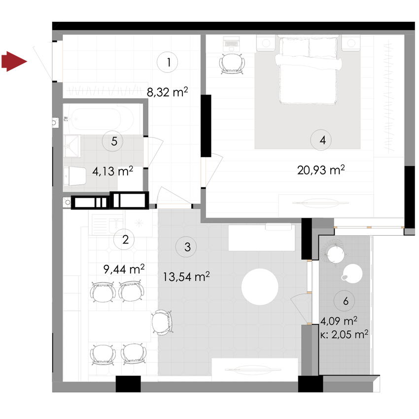 1-комнатная 58.41 м² в ЖК Подол Град Vintage от 50 400 грн/м², Киев