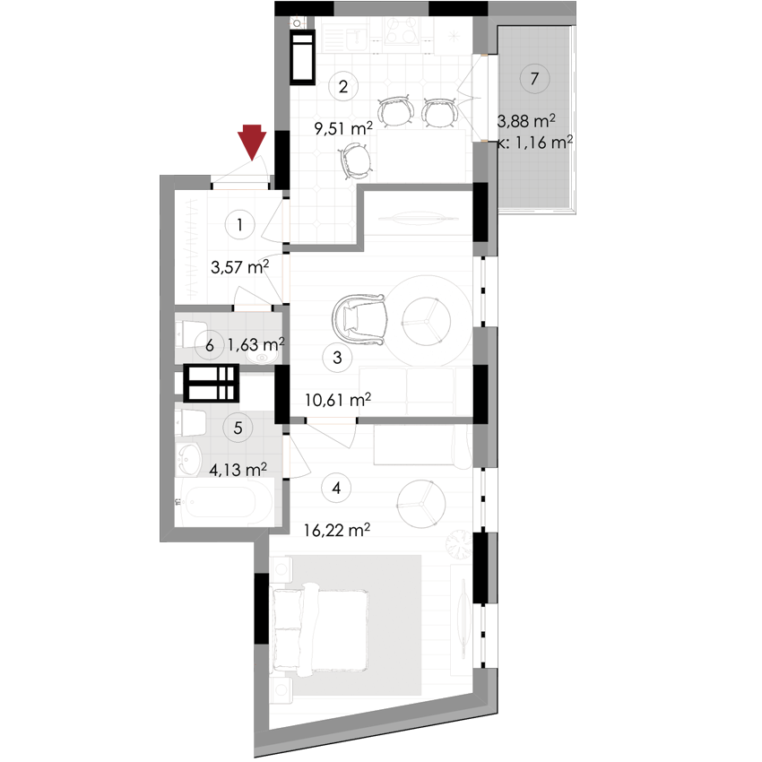 1-комнатная 46.83 м² в ЖК Подол Град Vintage от 37 800 грн/м², Киев