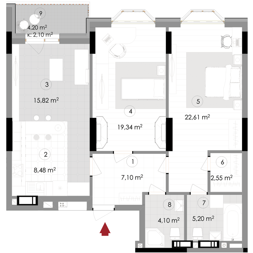 2-кімнатна 87.3 м² в ЖК Подол Град Vintage від 37 800 грн/м², Київ