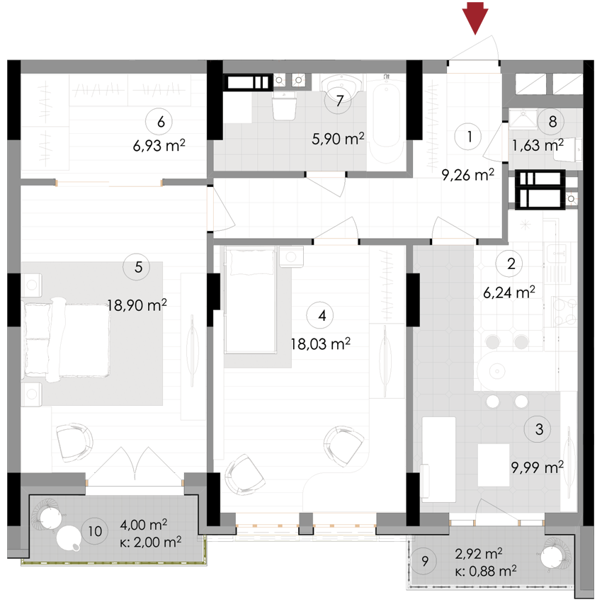2-кімнатна 79.76 м² в ЖК Подол Град Vintage від 37 800 грн/м², Київ