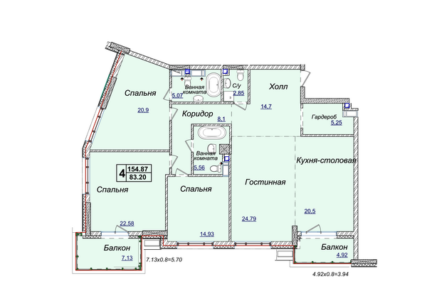 4-кімнатна 154.87 м² в ЖК Новопечерські Липки від 34 390 грн/м², Київ