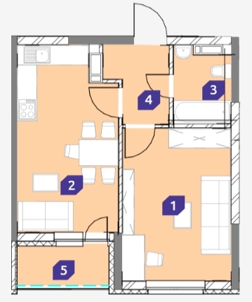 1-комнатная 43.17 м² в ЖК OK`LAND от 29 834 грн/м², Киев