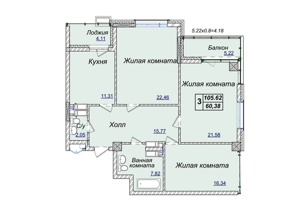 3-комнатная 105.62 м² в ЖК Новопечерские Липки от 31 390 грн/м², Киев