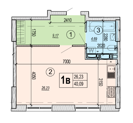 1-кімнатна 40.09 м² в ЖК Podil Plaza & Residence від 50 000 грн/м², Київ