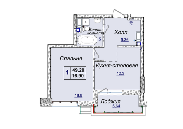 1-кімнатна 49.2 м² в ЖК Новопечерські Липки від забудовника, Київ