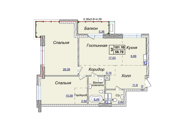 3-кімнатна 101.1 м² в ЖК Новопечерські Липки від 34 390 грн/м², Київ