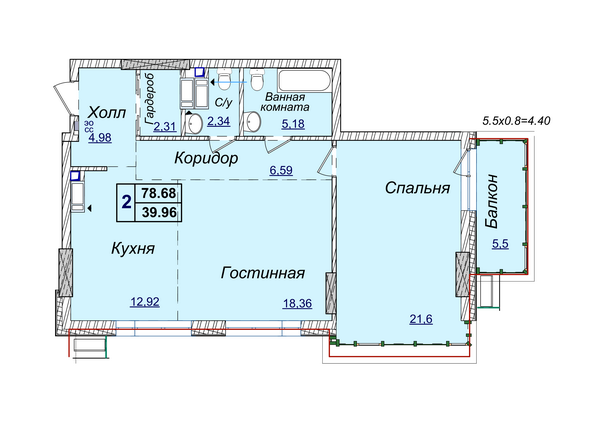 2-комнатная 78.68 м² в ЖК Новопечерские Липки от застройщика, Киев
