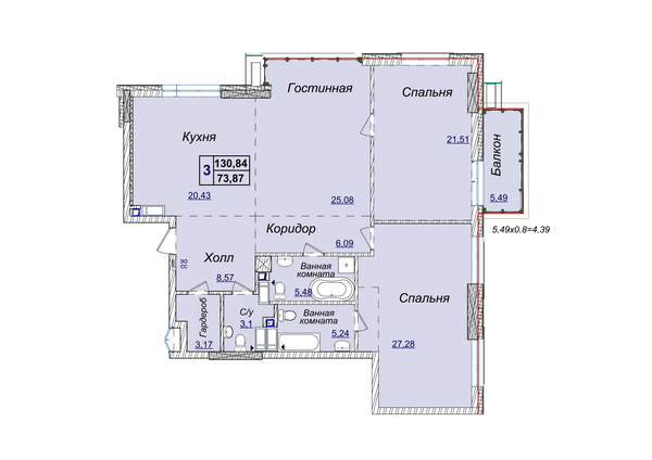 3-комнатная 130.84 м² в ЖК Новопечерские Липки от 34 390 грн/м², Киев