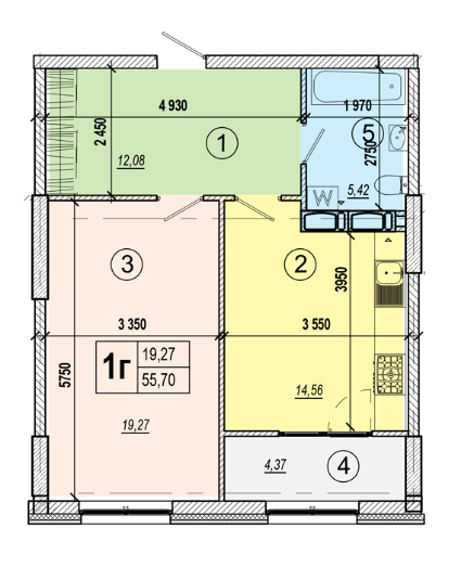 1-кімнатна 55.7 м² в ЖК Podil Plaza & Residence від 35 000 грн/м², Київ