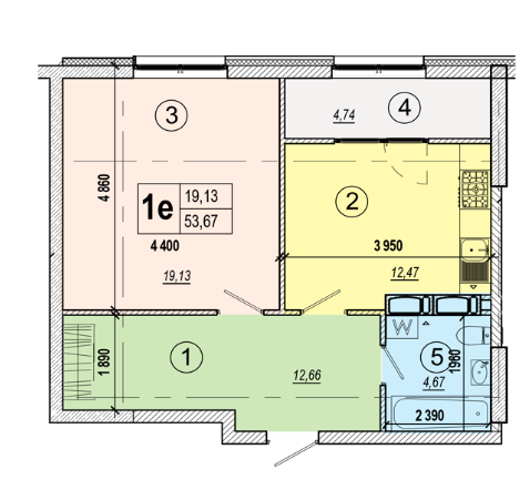 1-комнатная 53.67 м² в ЖК Podil Plaza & Residence от 47 250 грн/м², Киев