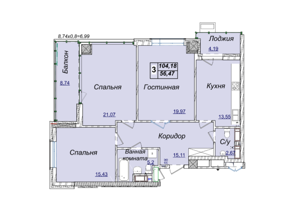 3-комнатная 104.18 м² в ЖК Новопечерские Липки от 58 162 грн/м², Киев