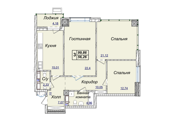 3-кімнатна 99.86 м² в ЖК Новопечерські Липки від 58 162 грн/м², Київ