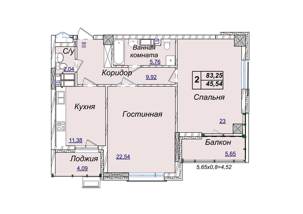 2-комнатная 83.25 м² в ЖК Новопечерские Липки от застройщика, Киев