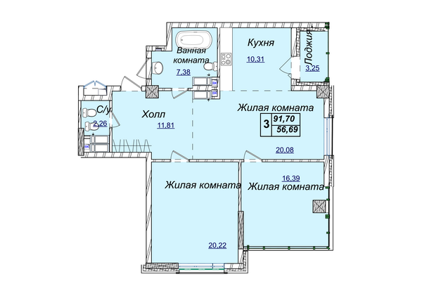 3-кімнатна 91.7 м² в ЖК Новопечерські Липки від 34 390 грн/м², Київ