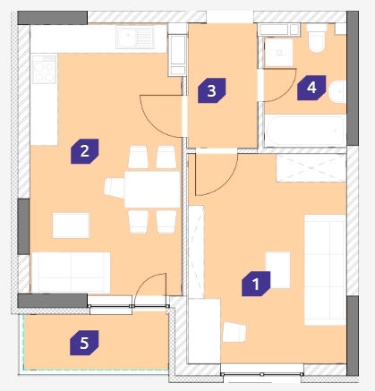 1-комнатная 46.3 м² в ЖК OK`LAND от 27 858 грн/м², Киев