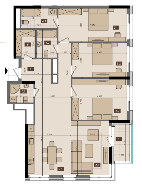 3-комнатная 130.8 м² в ЖК Tetris Hall от 149 250 грн/м², Киев