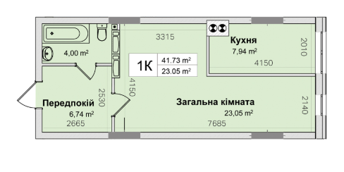 1-кімнатна 41.73 м² в ЖК Рів'єра від 24 300 грн/м², Київ