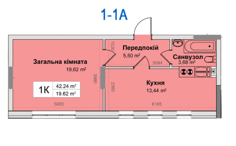 1-кімнатна 42.24 м² в ЖК Рів'єра від 24 300 грн/м², Київ