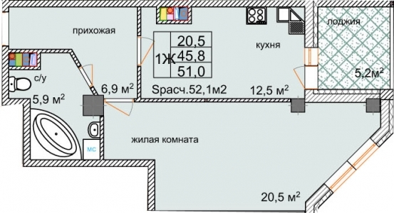 1-комнатная 51 м² в ЖК Aqua Marine от 19 750 грн/м², Одесса