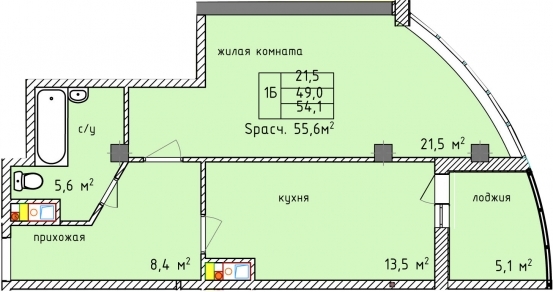 1-кімнатна 54.1 м² в ЖК Aqua Marine від 24 350 грн/м², Одеса