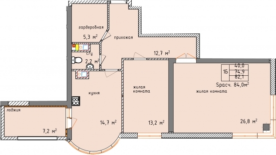 2-кімнатна 82.2 м² в ЖК Aqua Marine від 23 650 грн/м², Одеса