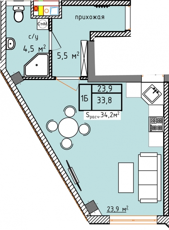 1-кімнатна 33.8 м² в ЖК Aqua Marine від 22 300 грн/м², Одеса